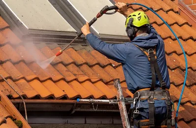 Démoussage et hydrofuge de toiture au Roux